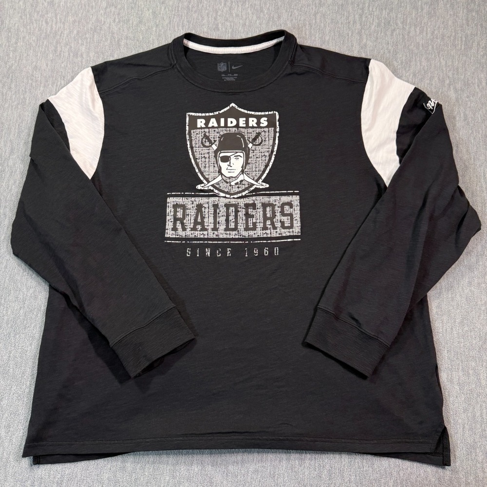 Nike Shirt Women XXL Black Raiders Crewneck‎ NFL Football Long Sleeve